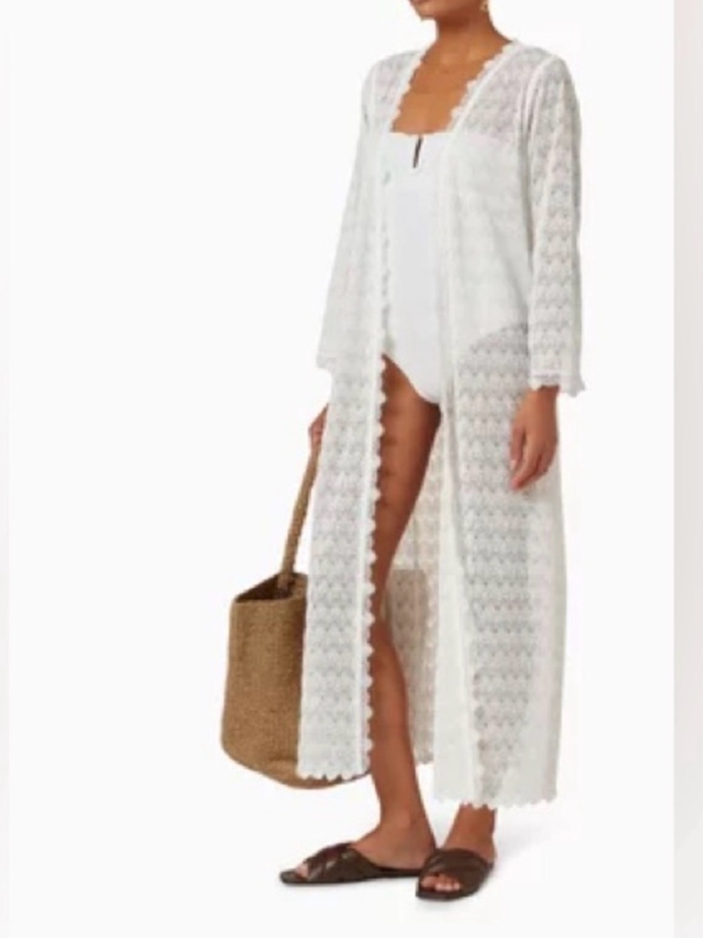 Waimari White Lace Long Swim Coverup